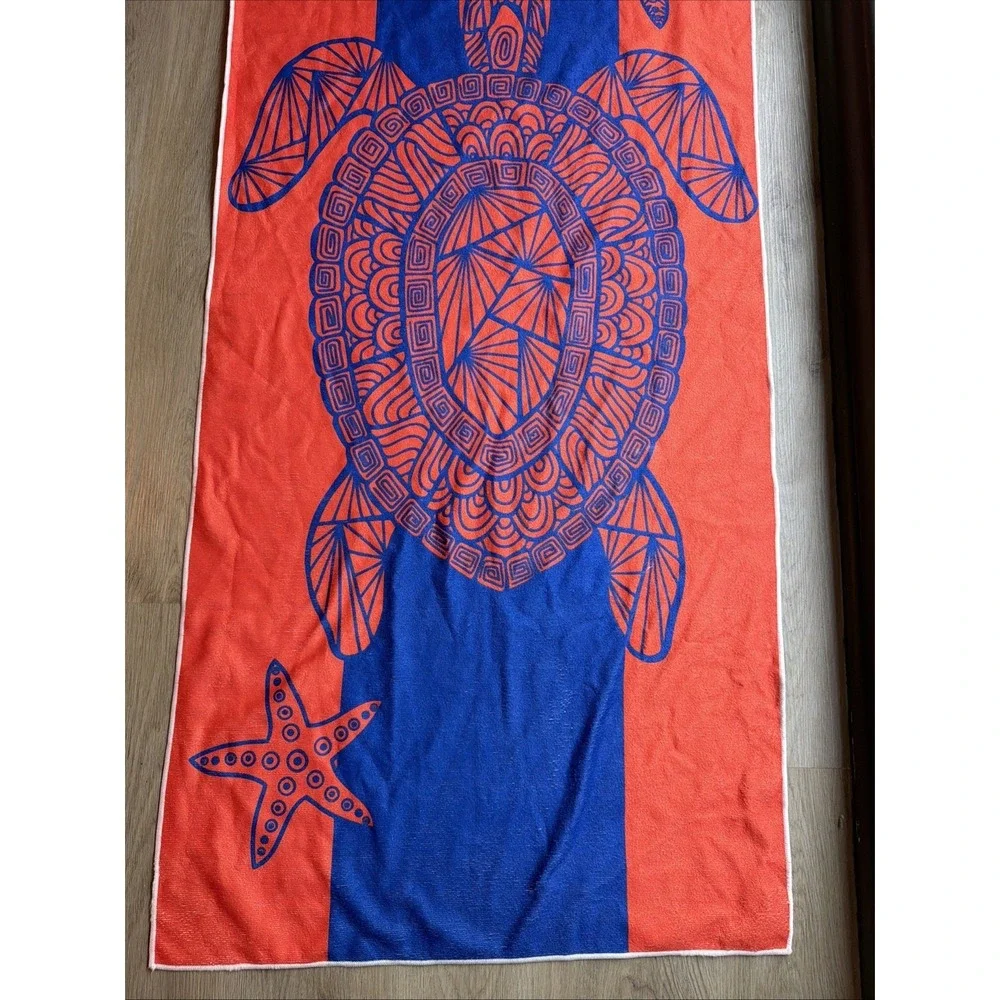 Orange Blue Sea Turtle Beach Towel High Quality Material 59